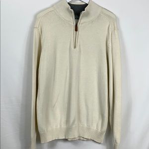 Oscar De La Renta cream colored 1/4 zip sweater XL